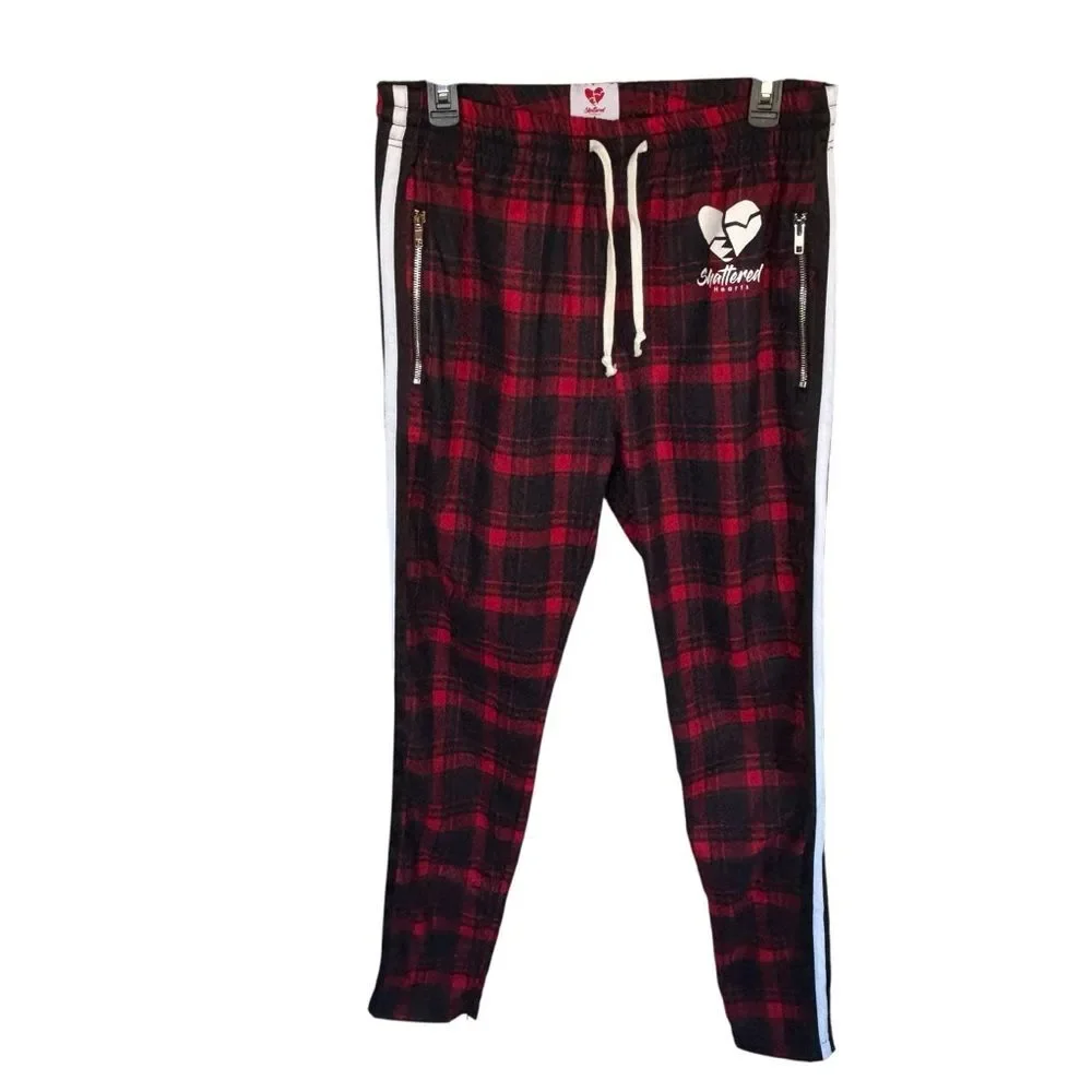 Men’s Boutique Shattered Hearts Plaid Pants Streetwear Emo Grunge Goth